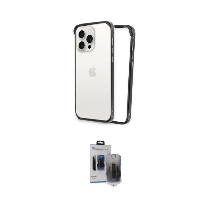 ieg™ iPhone 15 Pro Max Kılıf Pusula Asil Koleksiyonu - Siyah Vanessa Magic Hayalet Cam