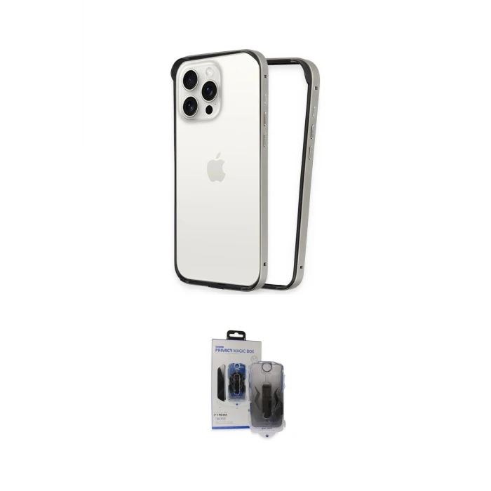 ieg™ iPhone 15 Pro Max Kılıf Pusula Asil Koleksiyonu - Siyah Vanessa Magic Hayalet Cam