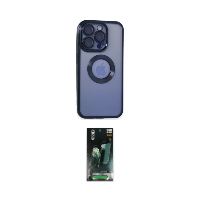 ieg™ iPhone 15 Pro Max Kılıf Pusula Form - Şeffaf 360 Full Body Arka Koruyucu