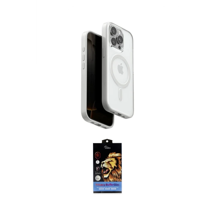 ieg™ iPhone 15 Pro Max Kılıf Pusula Form Serisi - Siyah Buffer Hayalet Cam Ekran Koruyucu
