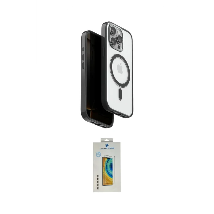 ieg™ iPhone 15 Pro Max Kılıf Pusula Form Serisi - Siyah Polymer Nano Ekran Koruyucu