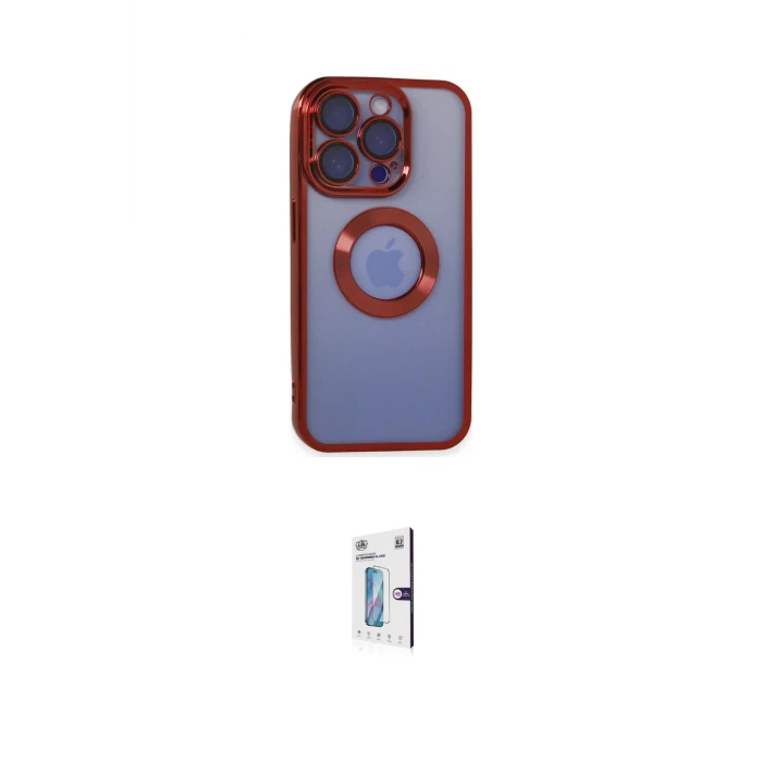 ieg™ iPhone 15 Pro Max Kılıf Pusula Form - Siyah Bilvis 0.18mm Plus Cam Ekran Koruyucu