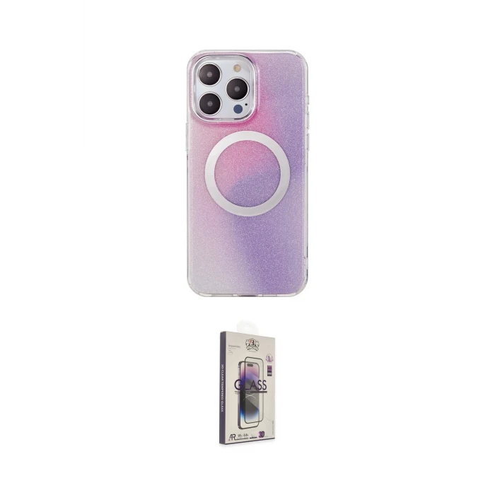 ieg™ iPhone 15 Pro Max Kılıf Pusula Form - Siyah Bilvis 3D Cam Ekran Koruyucu