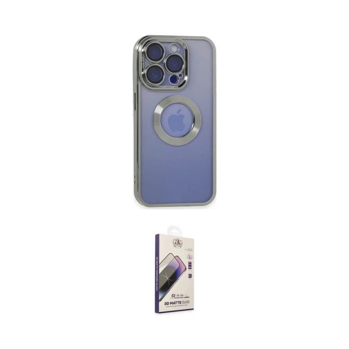 ieg™ iPhone 15 Pro Max Kılıf Pusula Form - Siyah Bilvis 3D Mat Cam Ekran Koruyucu