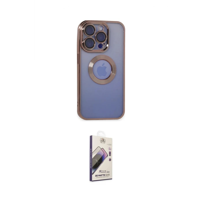 ieg™ iPhone 15 Pro Max Kılıf Pusula Form - Siyah Bilvis 3D Mat Cam Ekran Koruyucu