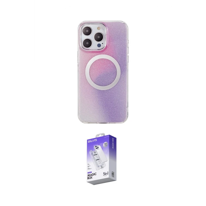 ieg™ iPhone 15 Pro Max Kılıf Pusula Form - Siyah Bilvis 5in1 3D Magic Cam Ekran Koruyucu