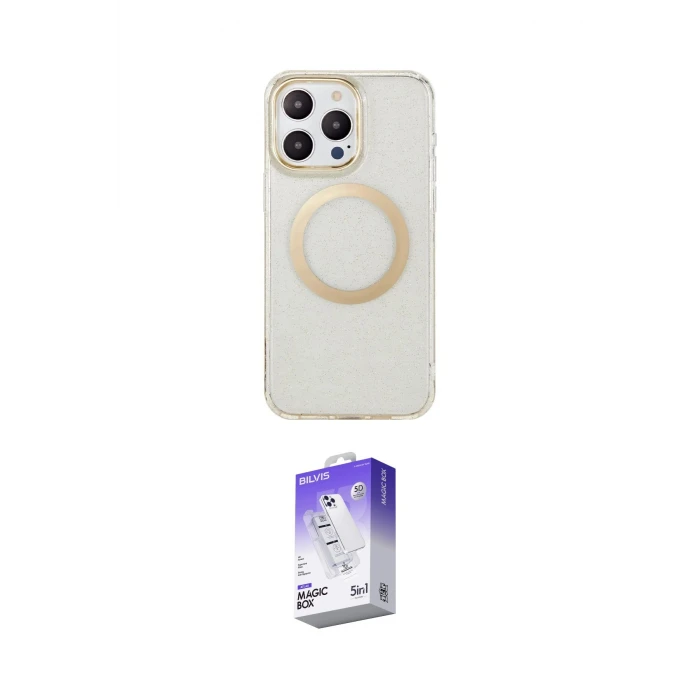 ieg™ iPhone 15 Pro Max Kılıf Pusula Form - Siyah Bilvis 5in1 3D Magic Cam Ekran Koruyucu