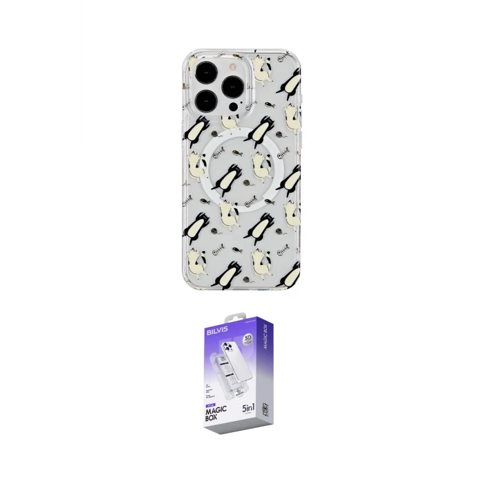 ieg™ iPhone 15 Pro Max Kılıf Pusula Form - Siyah Bilvis 5in1 3D Magic Cam Ekran Koruyucu
