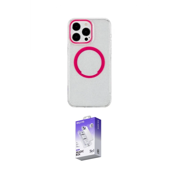 ieg™ iPhone 15 Pro Max Kılıf Pusula Form - Siyah Bilvis 5in1 3D Magic Cam Ekran Koruyucu