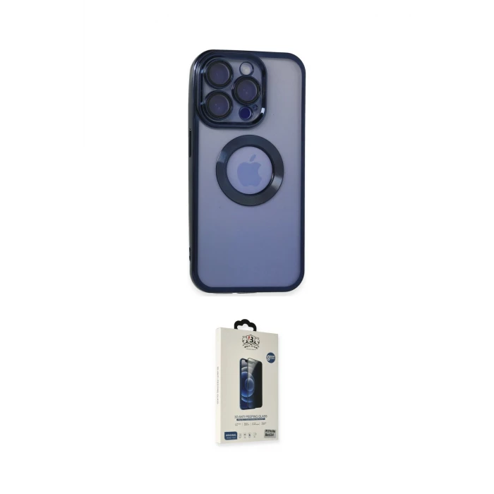 ieg™ iPhone 15 Pro Max Kılıf Pusula Form - Siyah Bilvis Hayalet Cam Ekran Koruyucu