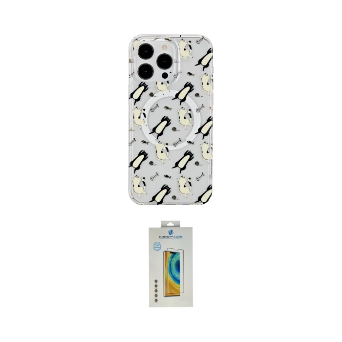 ieg™ iPhone 15 Pro Max Kılıf Pusula Form - Siyah Polymer Nano Ekran Koruyucu