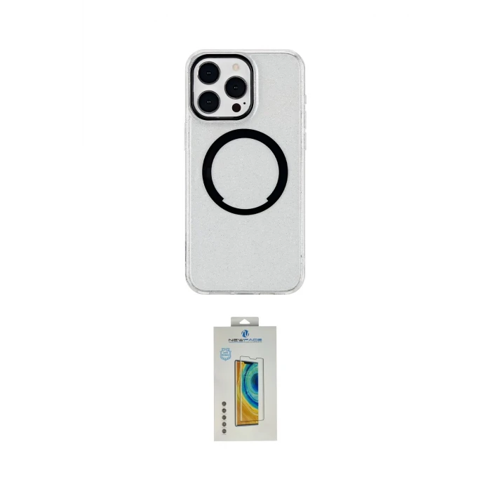 ieg™ iPhone 15 Pro Max Kılıf Pusula Form - Siyah Polymer Nano Ekran Koruyucu