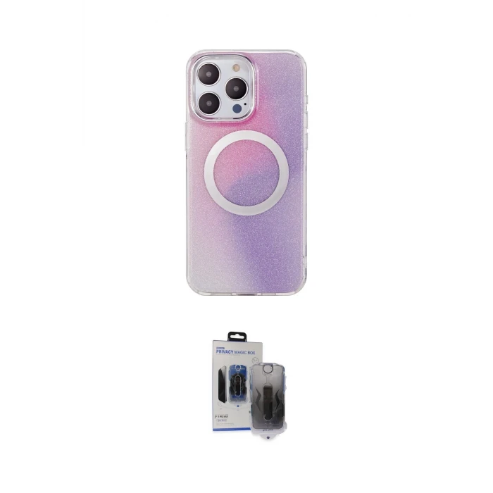 ieg™ iPhone 15 Pro Max Kılıf Pusula Form - Siyah Vanessa Magic Hayalet Cam