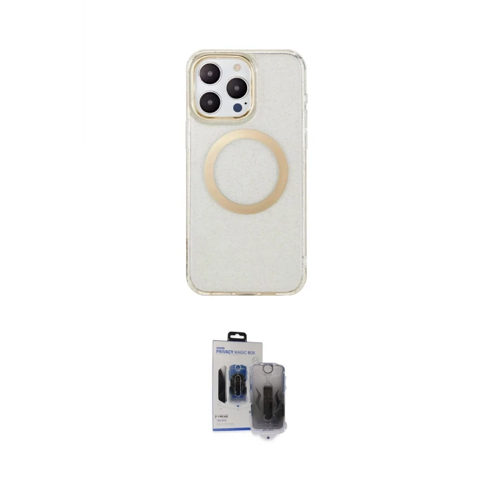 ieg™ iPhone 15 Pro Max Kılıf Pusula Form - Siyah Vanessa Magic Hayalet Cam