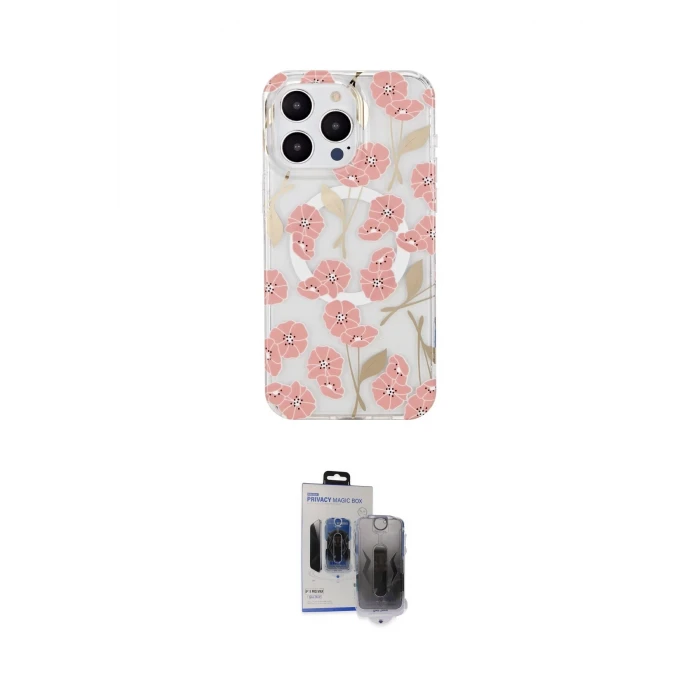 ieg™ iPhone 15 Pro Max Kılıf Pusula Form - Siyah Vanessa Magic Hayalet Cam
