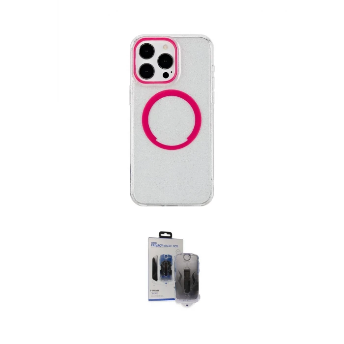 ieg™ iPhone 15 Pro Max Kılıf Pusula Form - Siyah Vanessa Magic Hayalet Cam