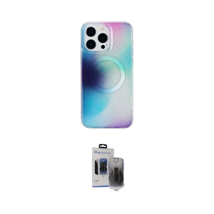 ieg™ iPhone 15 Pro Max Kılıf Pusula Form - Siyah Vanessa Magic Hayalet Cam