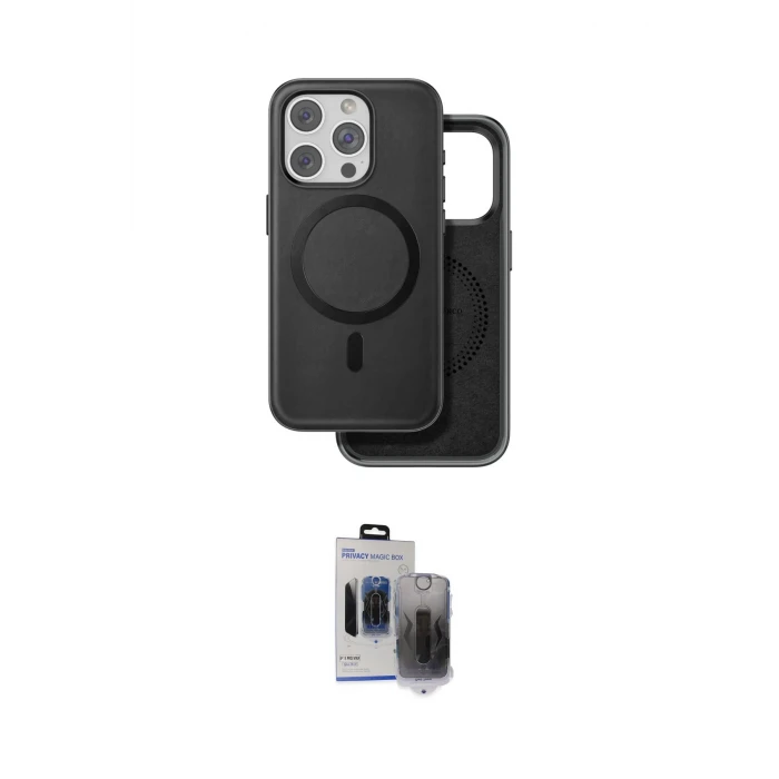 ieg™ iPhone 15 Pro Max Kılıf Pusula Işık Koleksiyonu - Siyah Vanessa Magic Hayalet Cam