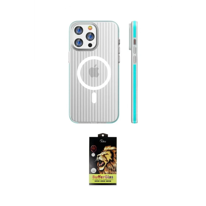 ieg™ iPhone 15 Pro Max Kılıf Pusula Minimal Koleksiyonu - Siyah Buffer Cam Ekran Koruyucu