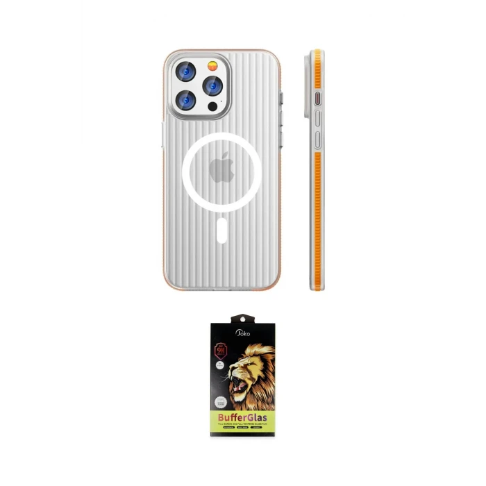 ieg™ iPhone 15 Pro Max Kılıf Pusula Minimal Koleksiyonu - Siyah Buffer Cam Ekran Koruyucu