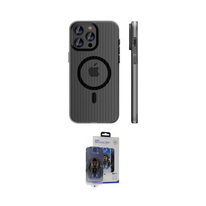 ieg™ iPhone 15 Pro Max Kılıf Pusula Minimal Koleksiyonu - Siyah Vanessa Magic Cam