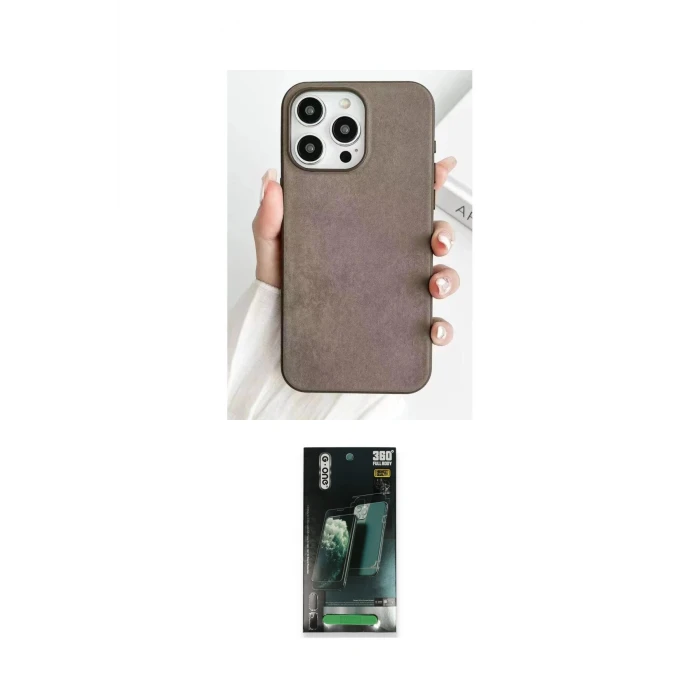 ieg™ iPhone 15 Pro Max Kılıf Pusula Modern - Şeffaf 360 Full Body Arka Koruyucu