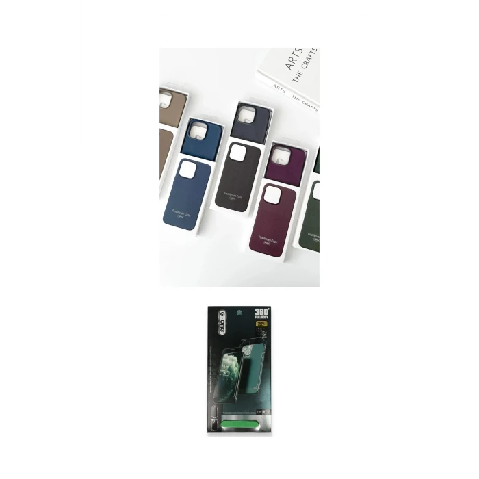 ieg™ iPhone 15 Pro Max Kılıf Pusula Modern - Şeffaf 360 Full Body Arka Koruyucu