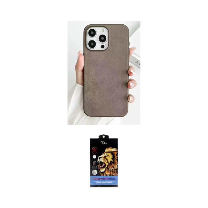 ieg™ iPhone 15 Pro Max Kılıf Pusula Modern - Siyah Buffer Hayalet Cam Ekran Koruyucu