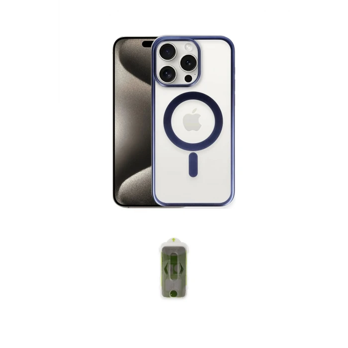 ieg™ iPhone 15 Pro Max Kılıf Siluet Çizgi Serisi - Siyah Joko Magic 5D Hayalet Cam