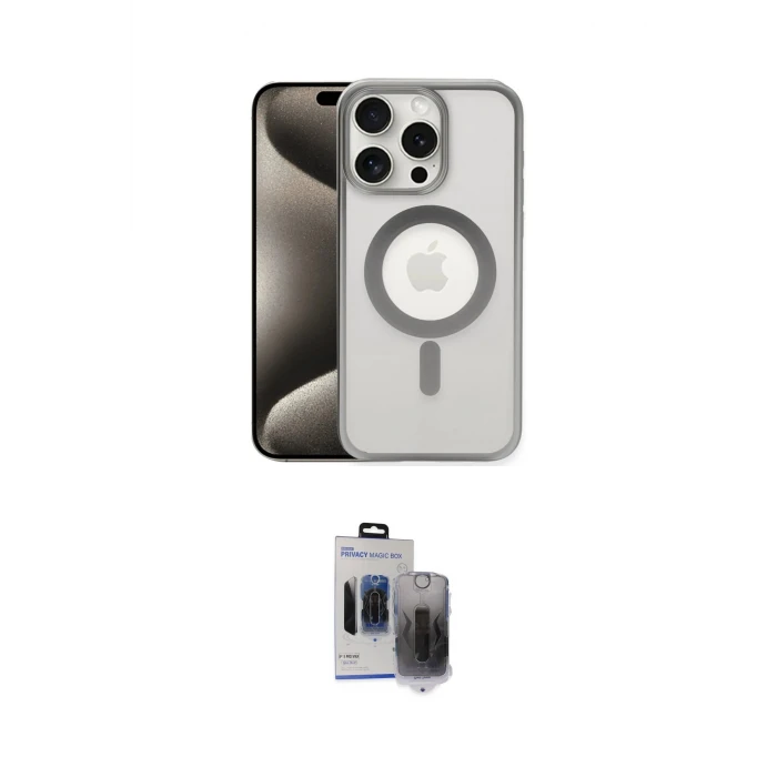 ieg™ iPhone 15 Pro Max Kılıf Siluet Çizgi Serisi - Siyah Vanessa Magic Hayalet Cam