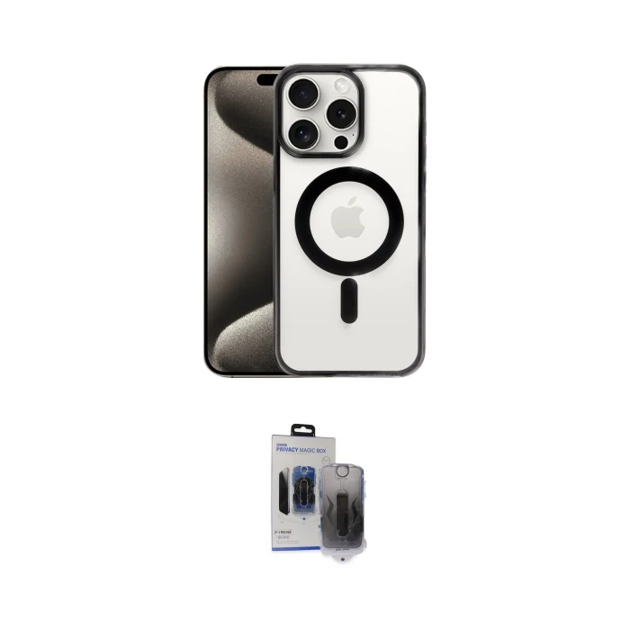 ieg™ iPhone 15 Pro Max Kılıf Siluet Çizgi Serisi - Siyah Vanessa Magic Hayalet Cam