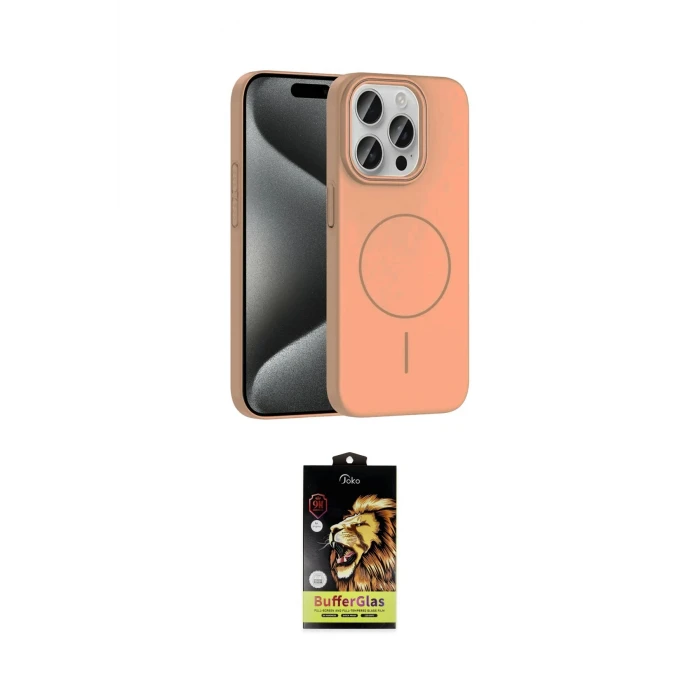 ieg™ iPhone 15 Pro Max Kılıf Siluet Doku Özel Seri - Siyah Buffer Cam Ekran Koruyucu