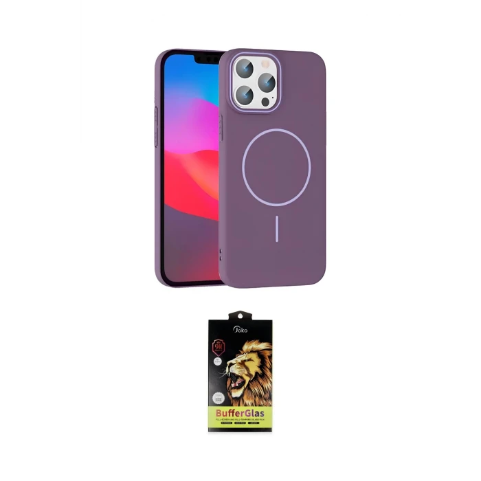 ieg™ iPhone 15 Pro Max Kılıf Siluet Doku Özel Seri - Siyah Buffer Cam Ekran Koruyucu