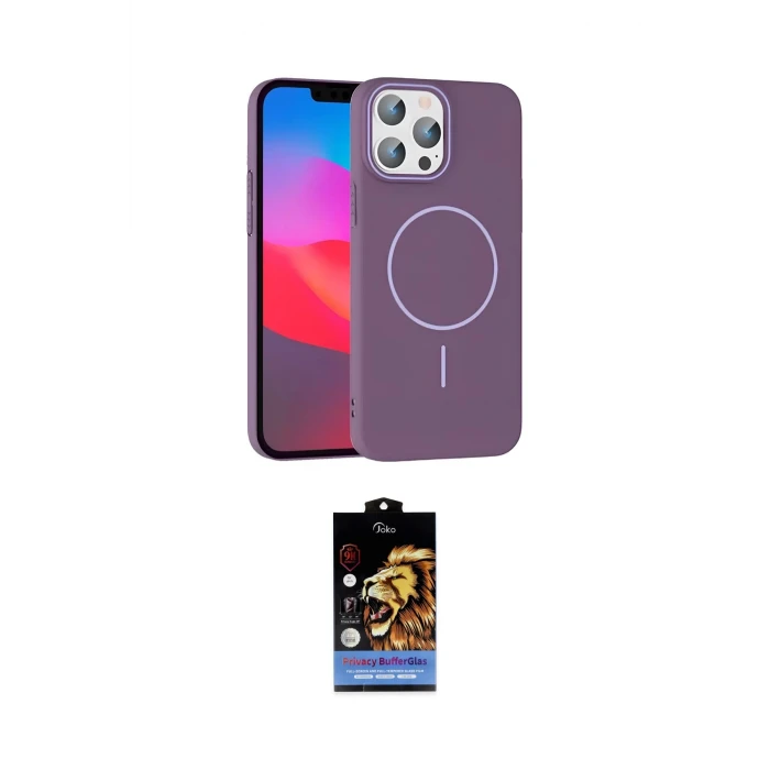 ieg™ iPhone 15 Pro Max Kılıf Siluet Doku Özel Seri - Siyah Buffer Hayalet Cam Ekran Koruyucu
