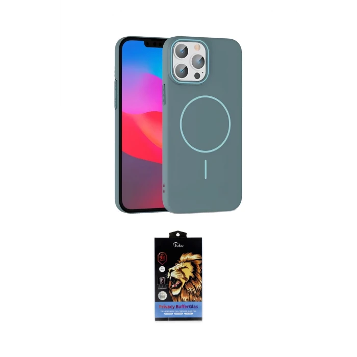 ieg™ iPhone 15 Pro Max Kılıf Siluet Doku Özel Seri - Siyah Buffer Hayalet Cam Ekran Koruyucu