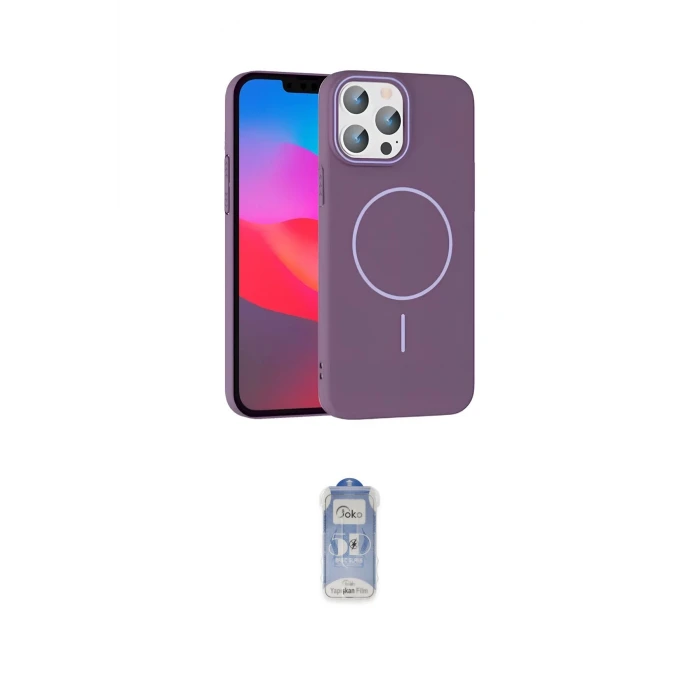 ieg™ iPhone 15 Pro Max Kılıf Siluet Doku Özel Seri - Siyah Joko Magic 5D Cam