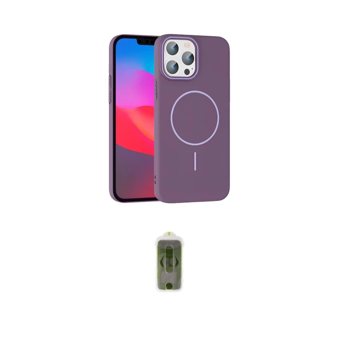 ieg™ iPhone 15 Pro Max Kılıf Siluet Doku Özel Seri - Siyah Joko Magic 5D Hayalet Cam
