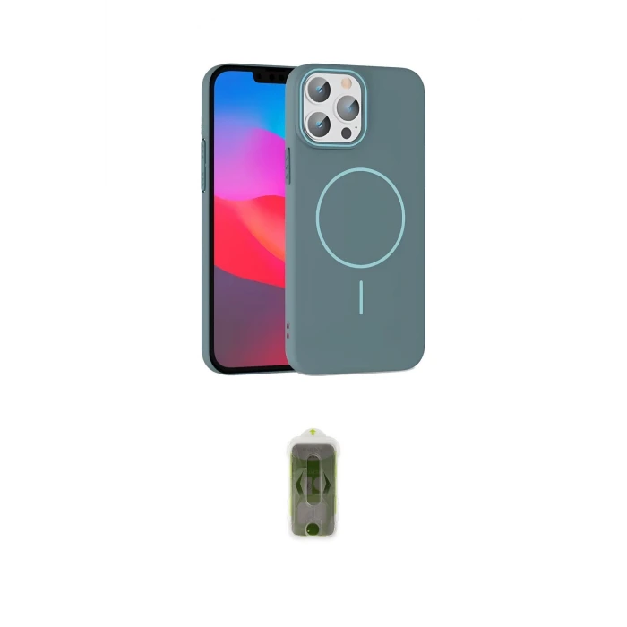 ieg™ iPhone 15 Pro Max Kılıf Siluet Doku Özel Seri - Siyah Joko Magic 5D Hayalet Cam