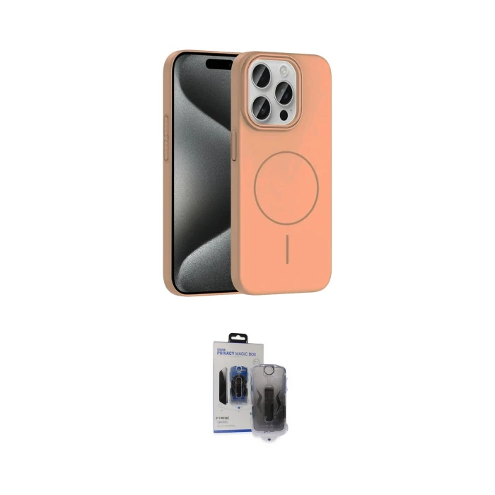 ieg™ iPhone 15 Pro Max Kılıf Siluet Doku Özel Seri - Siyah Vanessa Magic Hayalet Cam