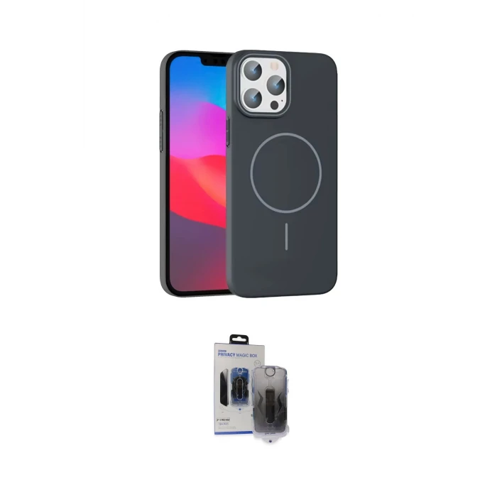 ieg™ iPhone 15 Pro Max Kılıf Siluet Doku Özel Seri - Siyah Vanessa Magic Hayalet Cam