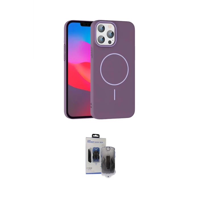 ieg™ iPhone 15 Pro Max Kılıf Siluet Doku Özel Seri - Siyah Vanessa Magic Hayalet Cam