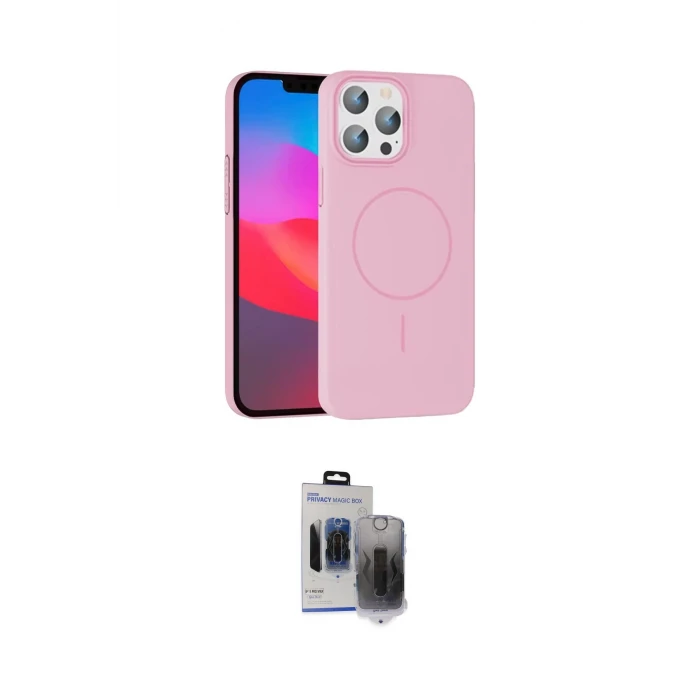 ieg™ iPhone 15 Pro Max Kılıf Siluet Doku Özel Seri - Siyah Vanessa Magic Hayalet Cam
