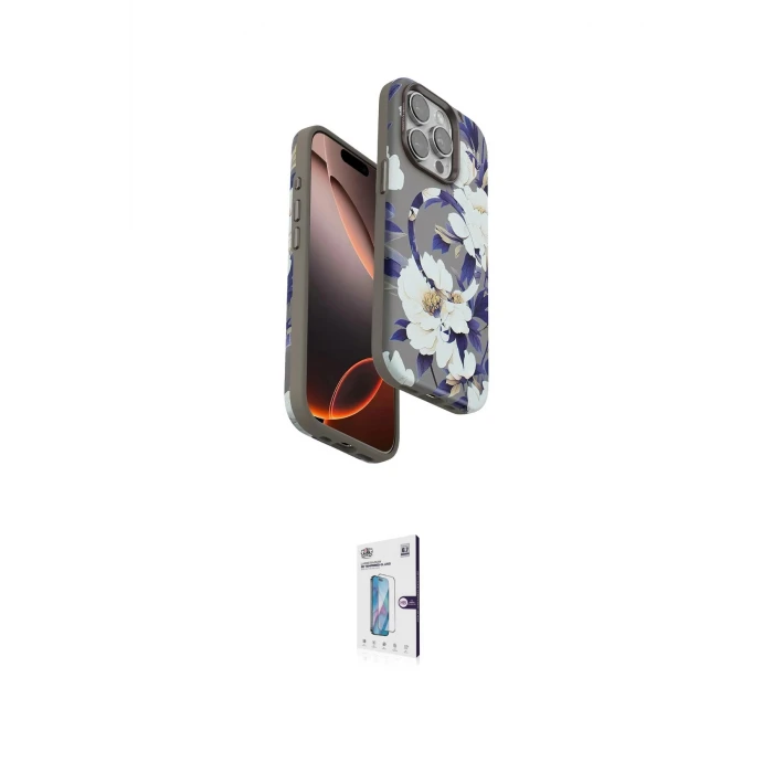 ieg™ iPhone 15 Pro Max Kılıf Siluet Doku - Siyah Bilvis 0.18mm Plus Cam Ekran Koruyucu