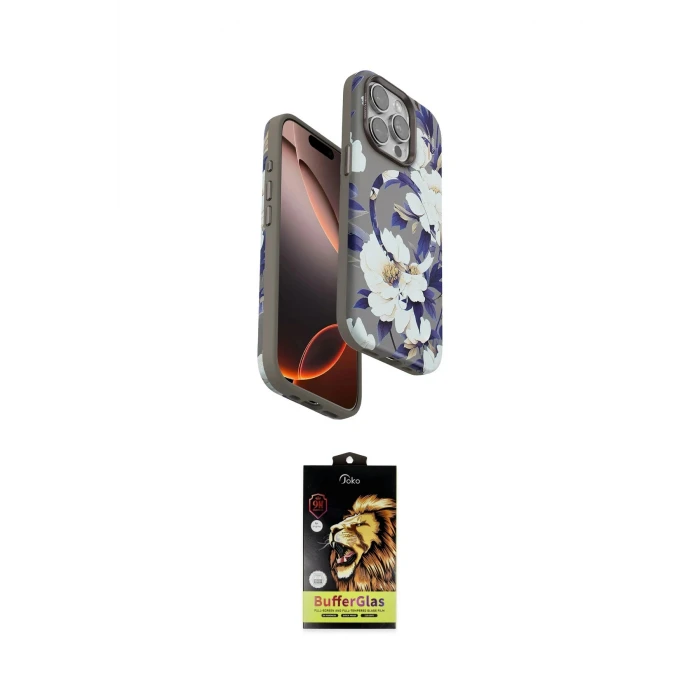 ieg™ iPhone 15 Pro Max Kılıf Siluet Doku - Siyah Buffer Cam Ekran Koruyucu