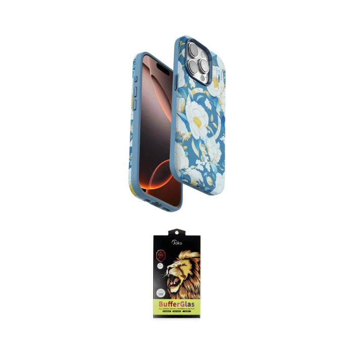 ieg™ iPhone 15 Pro Max Kılıf Siluet Doku - Siyah Buffer Cam Ekran Koruyucu