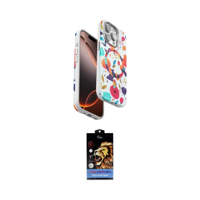 ieg™ iPhone 15 Pro Max Kılıf Siluet Doku - Siyah Buffer Hayalet Cam Ekran Koruyucu