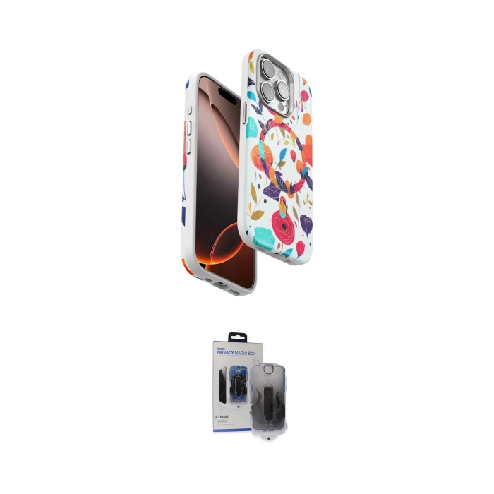 ieg™ iPhone 15 Pro Max Kılıf Siluet Doku - Siyah Vanessa Magic Hayalet Cam