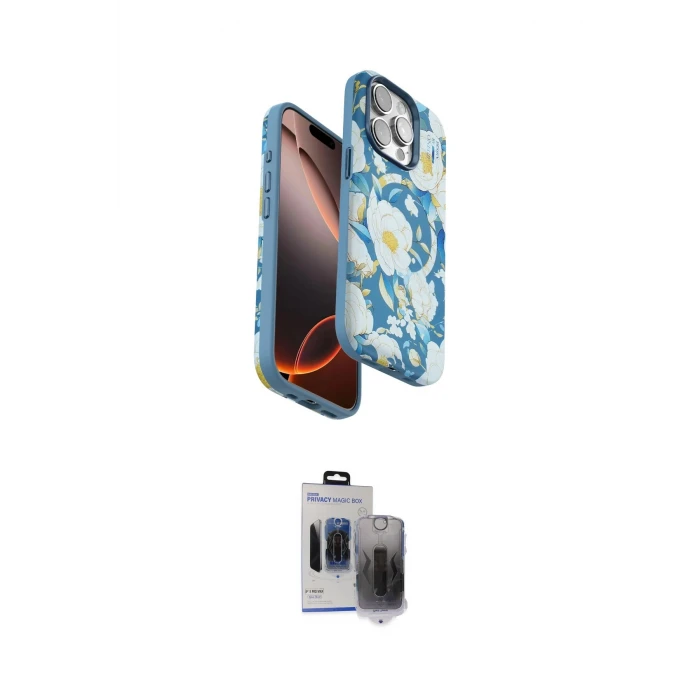 ieg™ iPhone 15 Pro Max Kılıf Siluet Doku - Siyah Vanessa Magic Hayalet Cam