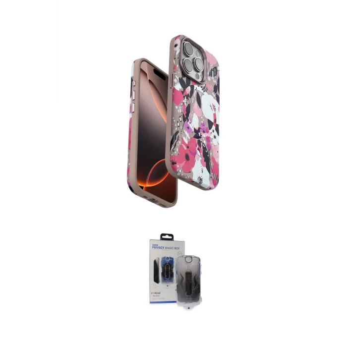 ieg™ iPhone 15 Pro Max Kılıf Siluet Doku - Siyah Vanessa Magic Hayalet Cam