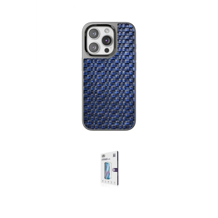 ieg™ iPhone 15 Pro Max Kılıf Siluet Form Serisi - Siyah Bilvis 0.18mm Plus Cam Ekran Koruyucu